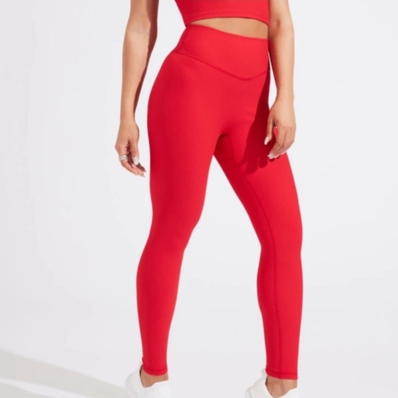 Buffbunny Collection Pants - BuffBunny Material Girl Vibrant Red Ribbed Leggings